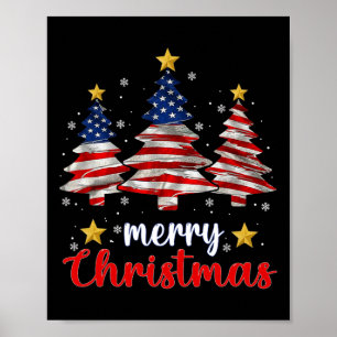 Merry kerstboom Amerikaanse vlag Funny us Vlag X Poster