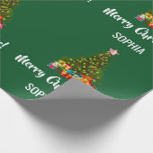 Merry kerstboom Baubles Licht Gepersonaliseerd Cadeaupapier (Hoek)