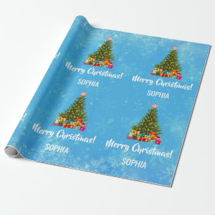 Merry kerstboom Baubles Licht Gepersonaliseerd Cadeaupapier