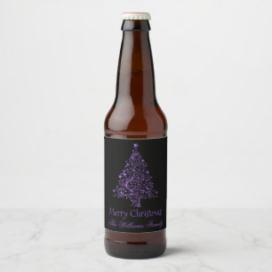 Merry kerstboom Black Metallic Paarse look Bier Etiket