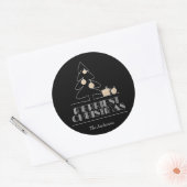 Merry kerstboom Black Ronde Sticker (Envelop)