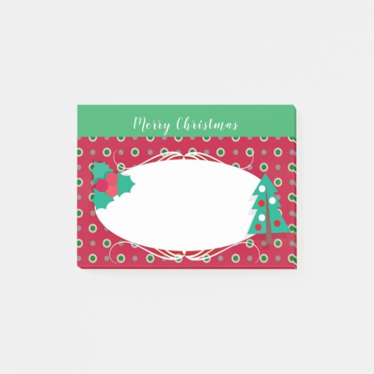 Merry kerstboom Greenery Polka Dot Post-it® Notes (Voorkant)