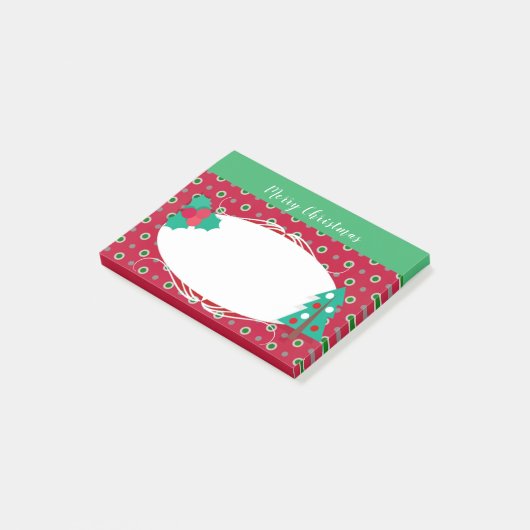 Merry kerstboom Greenery Polka Dot Post-it® Notes (Schuin)