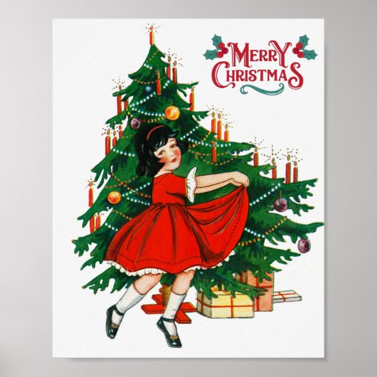 Merry kerstboom kunst poster (Voorkant)