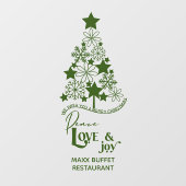 Merry kerstboom Peace Love Joy Custom Raamsticker (Vel)