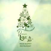 Merry kerstboom Peace Love Joy Custom Raamsticker (Vel 3)