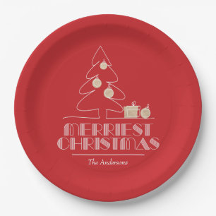 Merry kerstboom Red Papieren Bordje