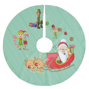 Merry kerstboom skirt Santa Sleigh Elves Deer Kerstboom Rok
