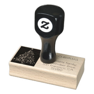 Merry kerstboom Typografie Black en White Rubberstempel