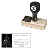 Merry kerstboom Typografie Black en White Rubberstempel (Gestempeld)