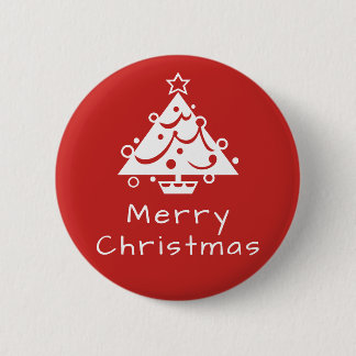 Merry kerstboombadge ronde button 5,7 cm