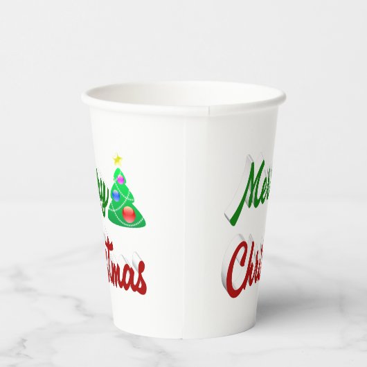 Merry kerstboomrood script papieren bekers (Rechts)