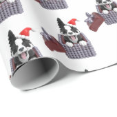 Merry Kerstborder Collie Cadeaupapier (Rol Hoek)