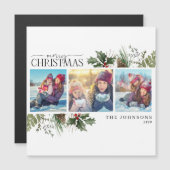 Merry Kerstbos Berry Pinecone Foto Magnet (Voorkant / Achterkant)