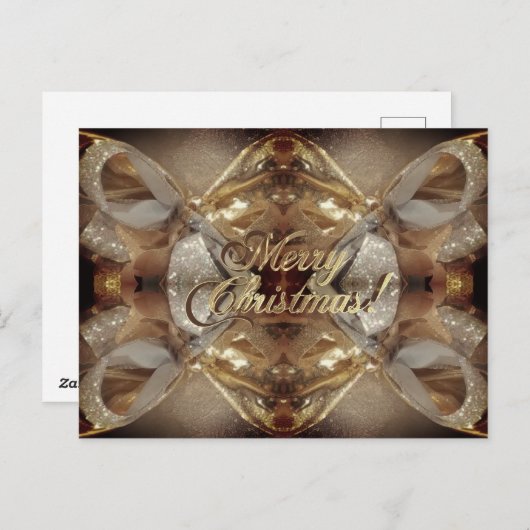Merry Kerstbruin Faux Gold Script Elegant Briefkaart (Voorkant / Achterkant)