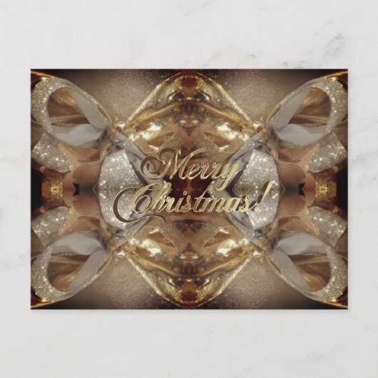Merry Kerstbruin Faux Gold Script Elegant Briefkaart (Voorkant)