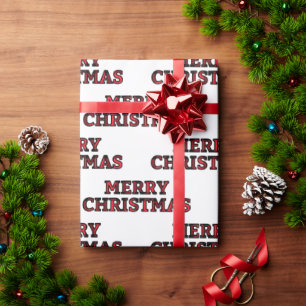 Merry kerstbuffalo Check Typografie Cadeaupapier
