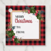 Merry kerstbuffalo Check Waterverf Holly Bedankjes Labels (Voorkant)