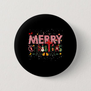 Merry kerstbuffalo Pset Red Santa Family Xma Ronde Button 5,7 Cm