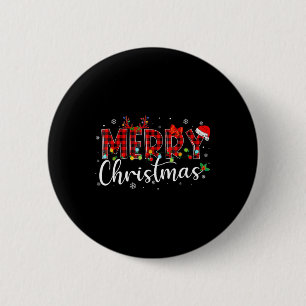 Merry kerstbuffalo Pset Red Santa Hat Xmas P Ronde Button 5,7 Cm