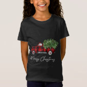Merry kerstbuffalo Pset Red Truck Tree T-shirt (Voorkant)