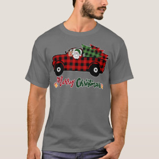 Merry kerstbuffalo Truck Santa Reindeer Red P T-shirt