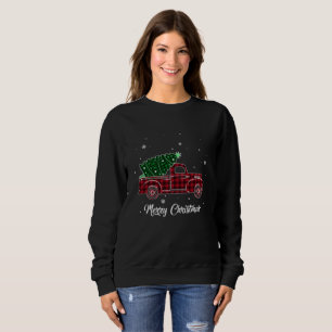 Merry kerstbuffalo Truck Tree Red Pset voor Trui