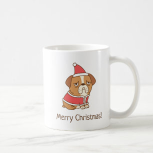 Merry Kerstbulldog Santa Claus mok koffie