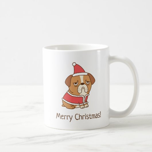 Merry Kerstbulldog Santa Claus mok koffie (Rechts)