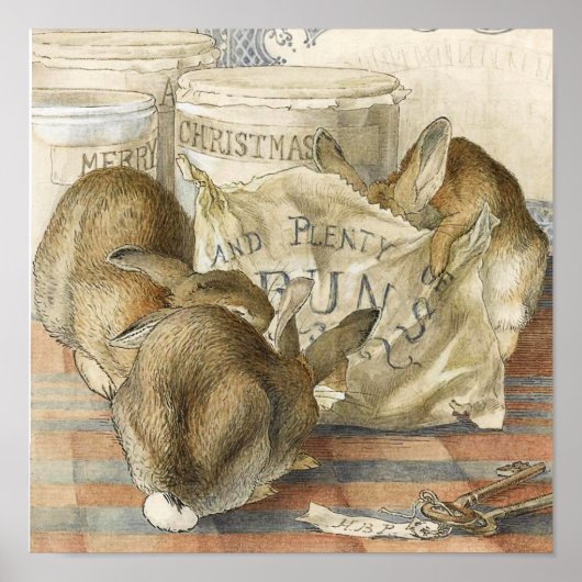 Merry KerstBunny Rabbits Poster (Voorkant)