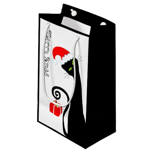 Merry kerstcadeautas klein cadeauzakje (Voorkant Gekanteld)