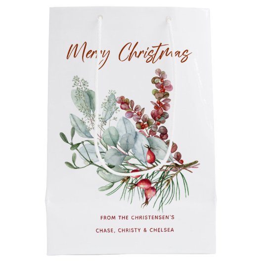 Merry kerstcadeautas medium cadeauzakje (Achterkant)