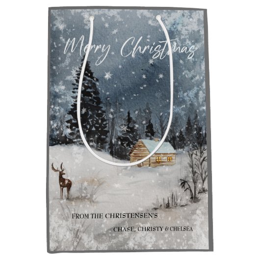 Merry kerstcadeautas medium cadeauzakje (Voorkant)