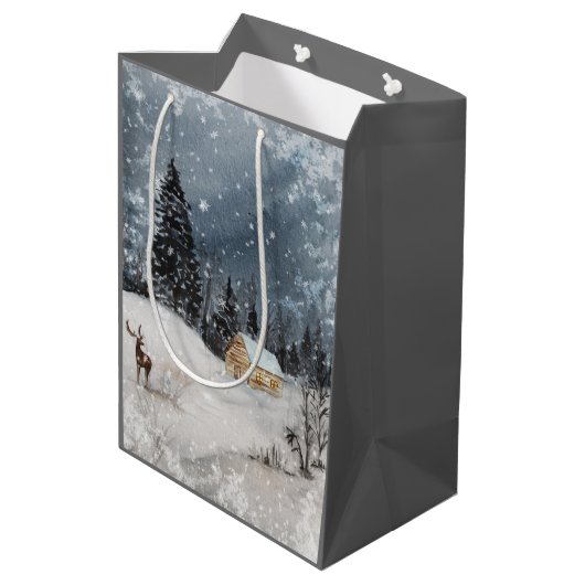 Merry kerstcadeautas medium cadeauzakje (Achterkant Gekanteld)