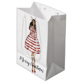 Merry kerstcadeautas medium cadeauzakje (Voorkant Gekanteld)