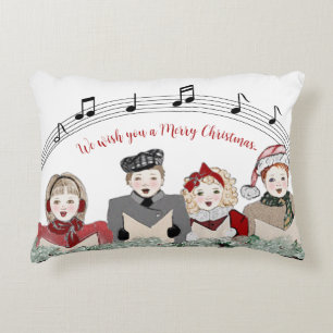 Merry KerstCarolers Gepersonaliseerd Sierkussen Accent Kussen