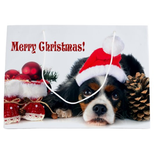 Merry KerstCavalier King Charles Spaniel Groot Cadeauzakje (Voorkant)