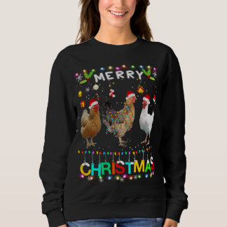 Merry KerstChicken Santa Hat Lights Xmas Funn Trui
