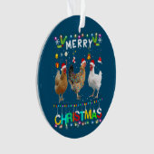 Merry KerstChicken Shirt Santa Hat Lights Xma Ornament (voorkant)