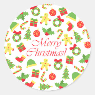 Merry kerstcirkel patroon ronde sticker
