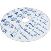Merry Kerstcollage Blue Fleece Kerstboom Rok (Gekanteld)