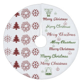 Merry Kerstcollage Dark Red F Green Fleece Kerstboom Rok