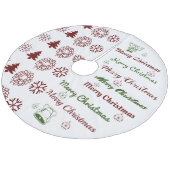 Merry Kerstcollage Dark Red F Green Fleece Kerstboom Rok (Gekanteld)