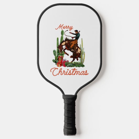 Merry Kerstcowboy Pickleball Paddle (Voorkant)