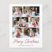 Merry Kerstcranberry Script 6 Foto Collage Feestdagenkaart (Voorkant)