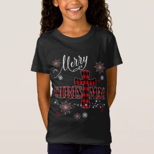 Merry KerstCross Buffalo Pset Christelijk Holi T-shirt