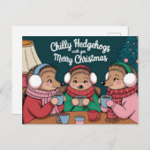 Merry Kerstcute Hedegel Briefkaart (Voorkant / Achterkant)