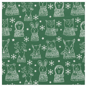 Merry Kerstcute Holiday Animal Patroon Stof