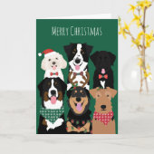 Merry Kerstcute-honden Kaart (Gele Bloem)