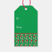 Merry Kerstcute Monkey Santa Hat Pattern Cadeaulabel (Achterkant)